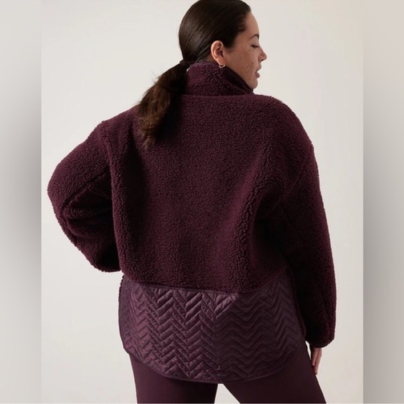 NWT! Spiced Cabernet Athleta Cozy Sherpa Pullover Snap Sweatshirt - Multiple - Picture 2 of 5